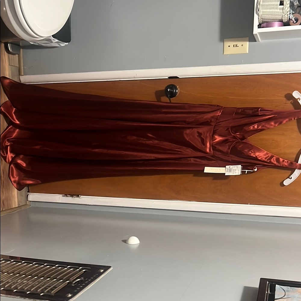 Elegant Satin Gown in Deep Red